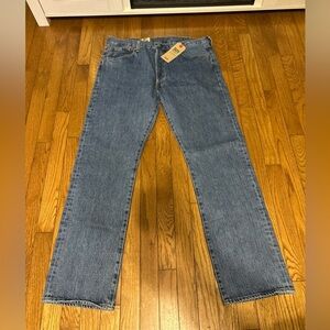 Levis 501 Jeans Straight Leg Button Fly Medium Wash Blue denim  38x32 NWT